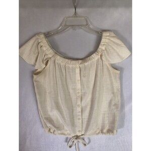 Madewell Cream/White Summer Blouse, Off-Shoulder or On, Drawstring Waist, Small